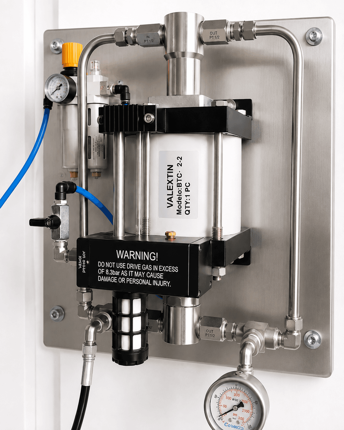 BOMBA DE TRANSFERENCIA DE CO2 CON BASE DE ACERO INOXIDABLE PARA ANCLAR EN PARED MODELO BTCO2-1.1