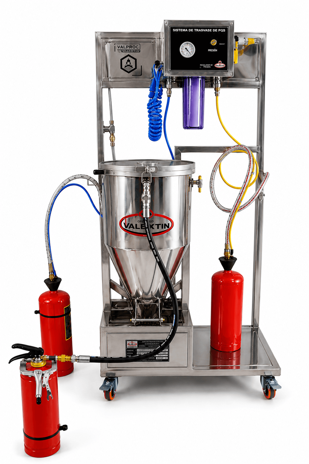 TRASVASDORA DE PQS ACERO INOXIDABLE UNA TOLVA MODELO SV1-1